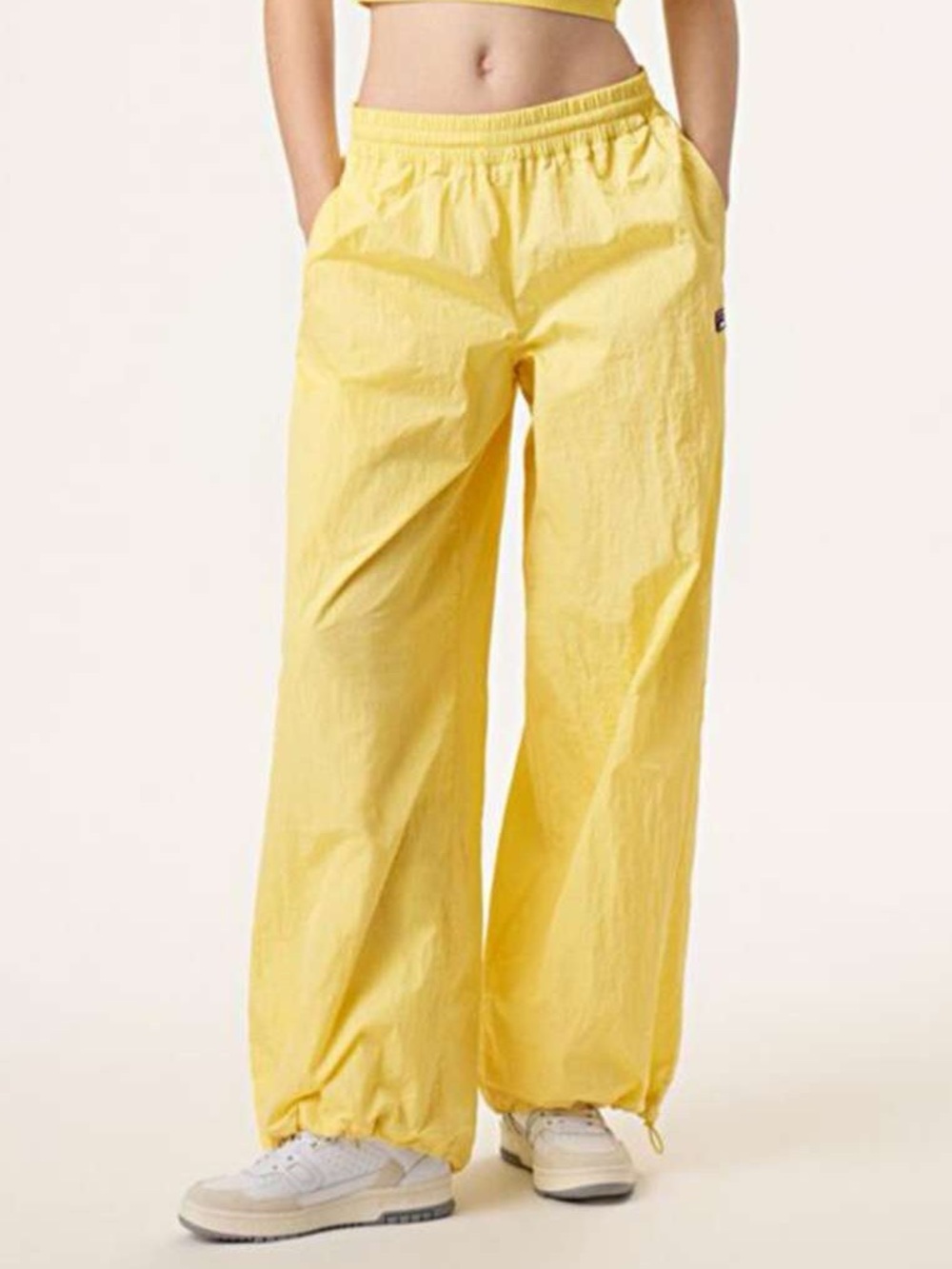 Fila x HAILEY Crinkle Wide-Leg Track Pants in Popcorn M